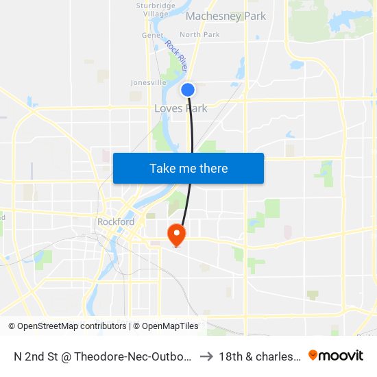 N 2nd St @ Theodore-Nec-Outbound to 18th & charles st map