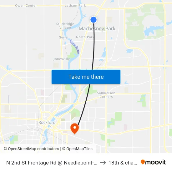 N 2nd St Frontage Rd @ Needlepoint-Sec-Outbound to 18th & charles st map