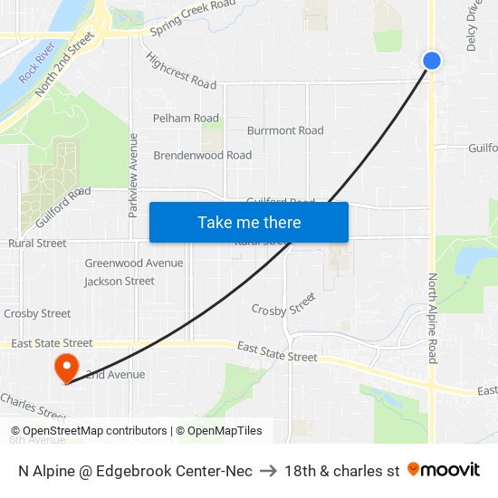 N Alpine @ Edgebrook Center-Nec to 18th & charles st map