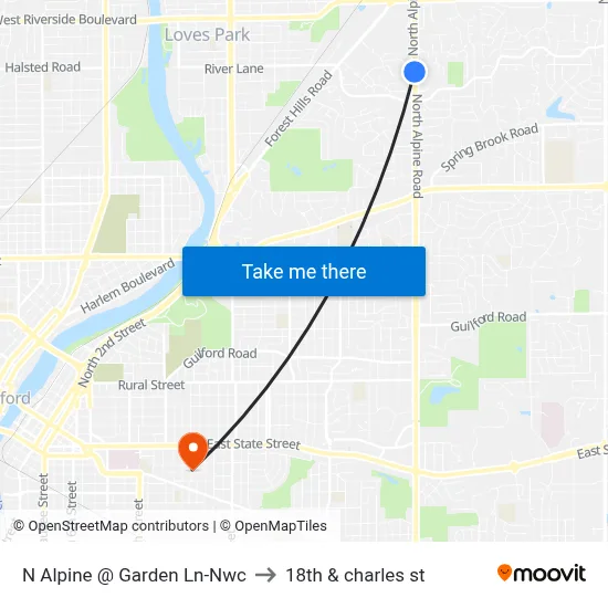 N Alpine @ Garden Ln-Nwc to 18th & charles st map