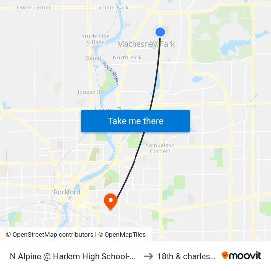 N Alpine @ Harlem High School-Sec to 18th & charles st map