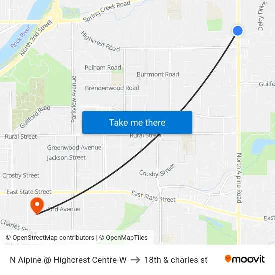 N Alpine @ Highcrest Centre-W to 18th & charles st map