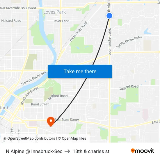 N Alpine @ Innsbruck-Sec to 18th & charles st map