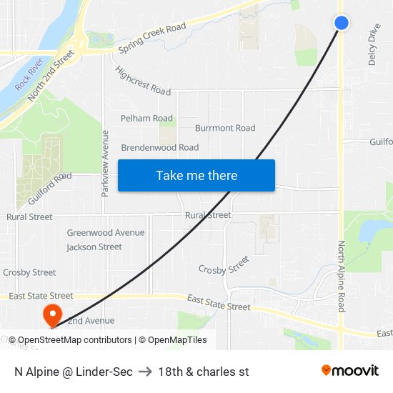 N Alpine @ Linder-Sec to 18th & charles st map