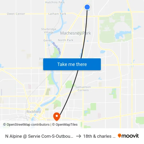 N Alpine @ Servie Com-S-Outbound to 18th & charles st map