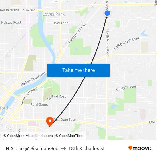 N Alpine @ Siseman-Sec to 18th & charles st map