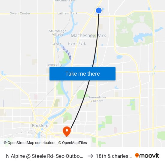 N Alpine @ Steele Rd- Sec-Outbound to 18th & charles st map