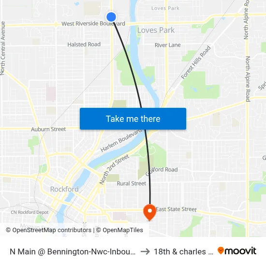 N Main @ Bennington-Nwc-Inbound to 18th & charles st map