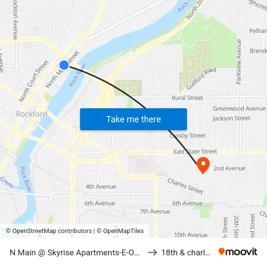 N Main @ Skyrise Apartments-E-Outbound to 18th & charles st map