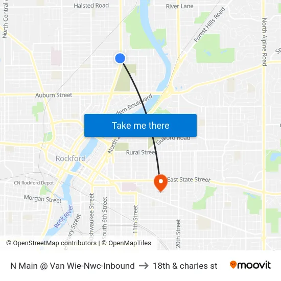 N Main @ Van Wie-Nwc-Inbound to 18th & charles st map
