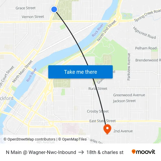 N Main @ Wagner-Nwc-Inbound to 18th & charles st map