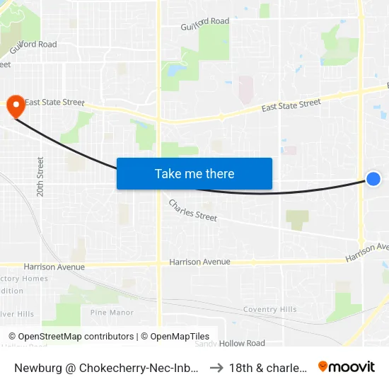 Newburg @ Chokecherry-Nec-Inbound to 18th & charles st map