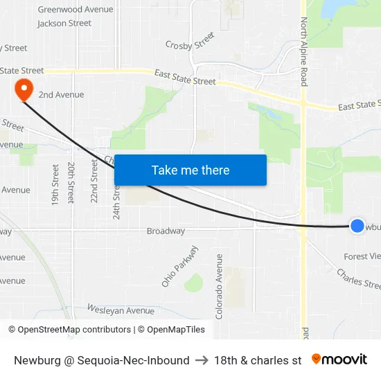 Newburg @ Sequoia-Nec-Inbound to 18th & charles st map