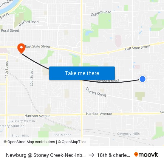 Newburg @ Stoney Creek-Nec-Inbound to 18th & charles st map