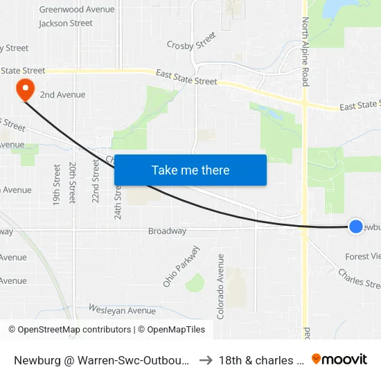 Newburg @ Warren-Swc-Outbound to 18th & charles st map