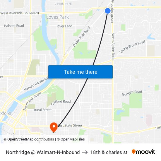 Northridge @ Walmart-N-Inbound to 18th & charles st map