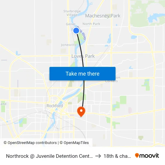 Northrock @ Juvenile Detention Center-W-Inbound to 18th & charles st map