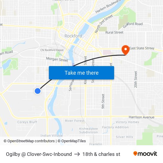 Ogilby @ Clover-Swc-Inbound to 18th & charles st map