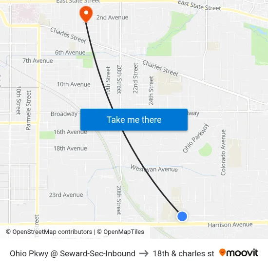 Ohio Pkwy @ Seward-Sec-Inbound to 18th & charles st map