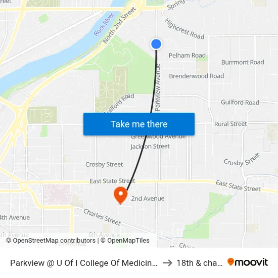 Parkview @ U Of I College Of Medicine-Sec-Outbound to 18th & charles st map