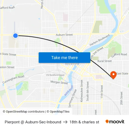Pierpont @ Auburn-Sec-Inbound to 18th & charles st map