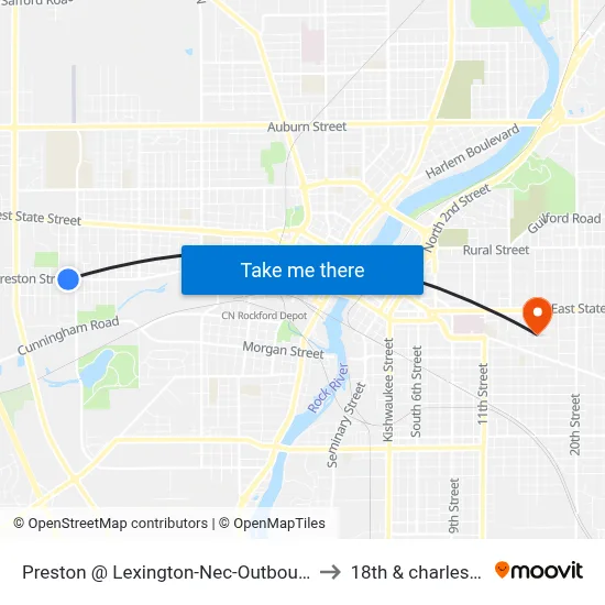 Preston @ Lexington-Nec-Outbound to 18th & charles st map