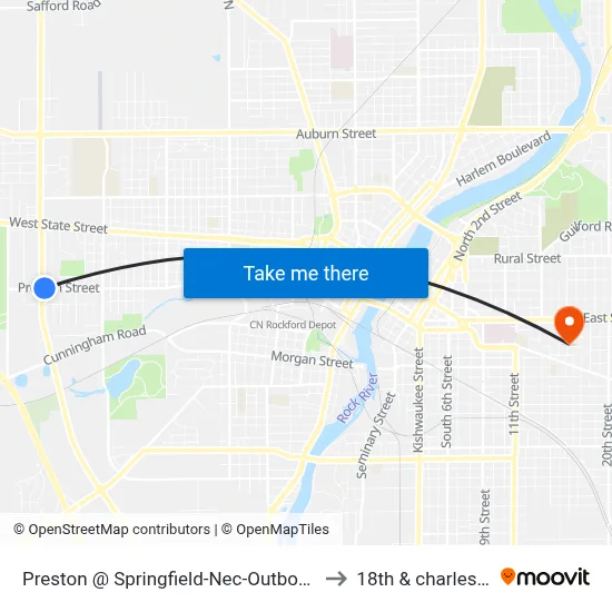 Preston @ Springfield-Nec-Outbound to 18th & charles st map