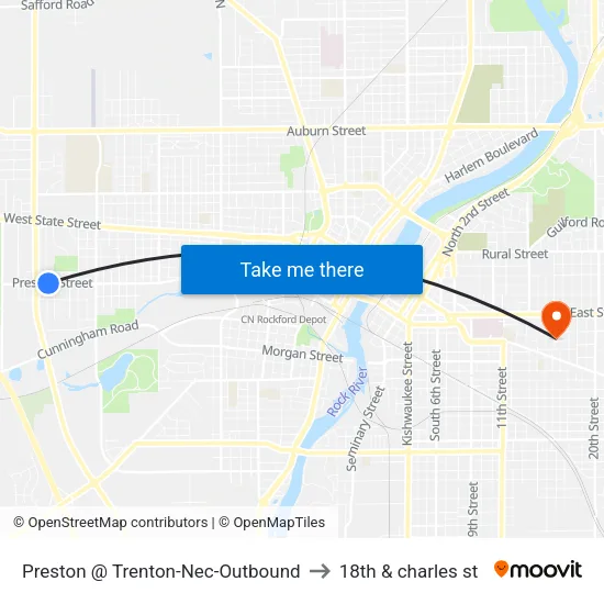 Preston @ Trenton-Nec-Outbound to 18th & charles st map