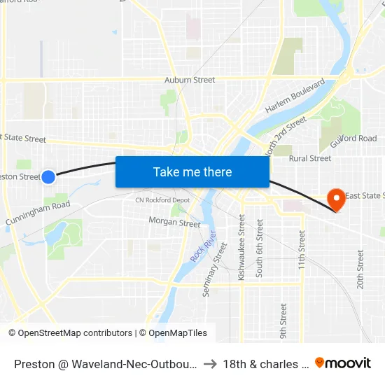 Preston @ Waveland-Nec-Outbound to 18th & charles st map