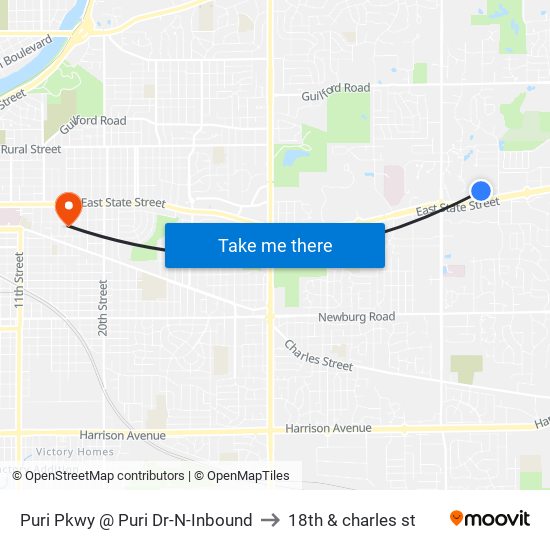 Puri Pkwy @ Puri Dr-N-Inbound to 18th & charles st map