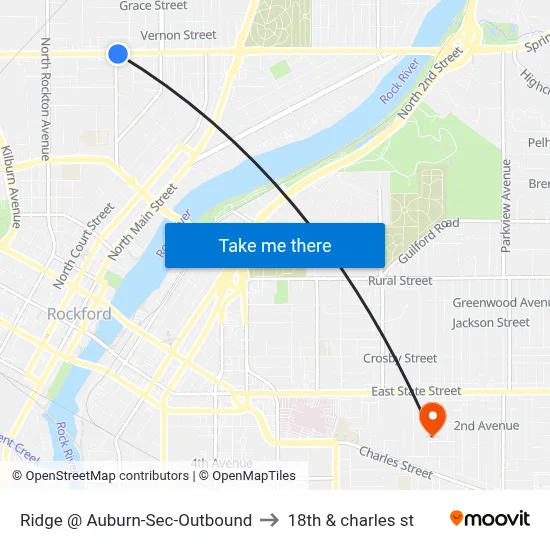 Ridge @ Auburn-Sec-Outbound to 18th & charles st map