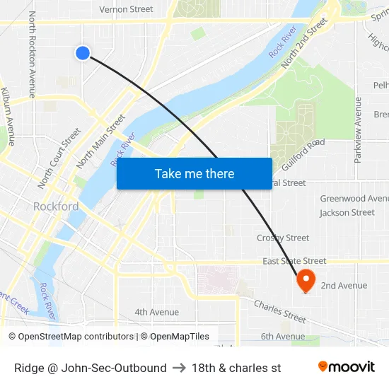 Ridge @ John-Sec-Outbound to 18th & charles st map