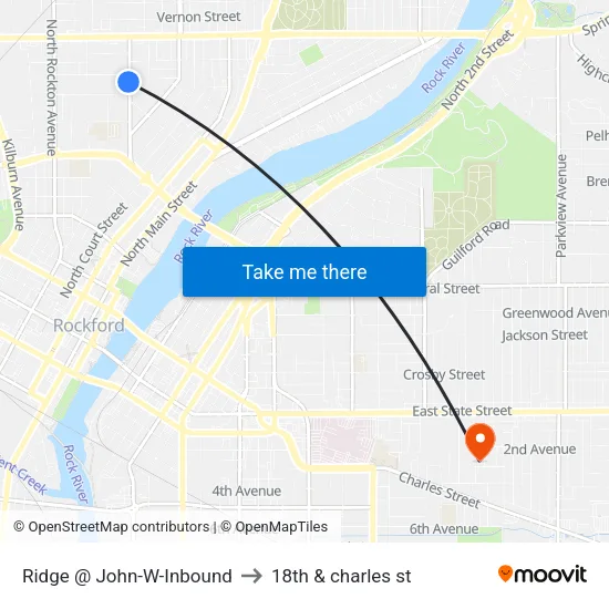 Ridge @ John-W-Inbound to 18th & charles st map