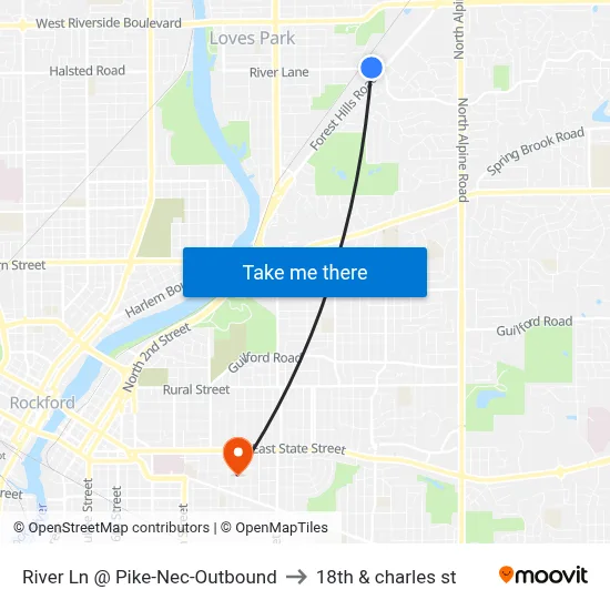 River Ln @ Pike-Nec-Outbound to 18th & charles st map