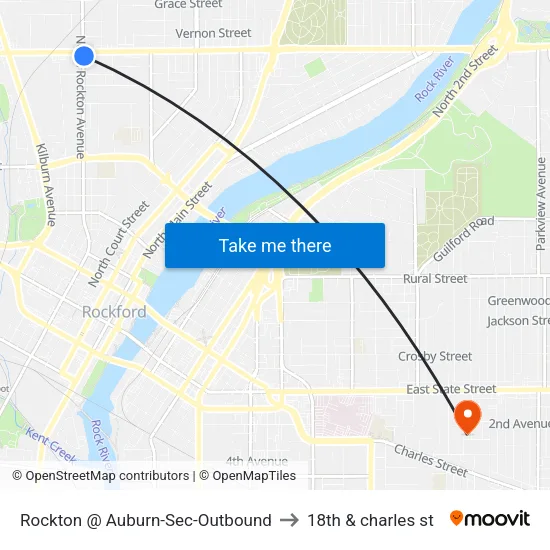 Rockton @ Auburn-Sec-Outbound to 18th & charles st map