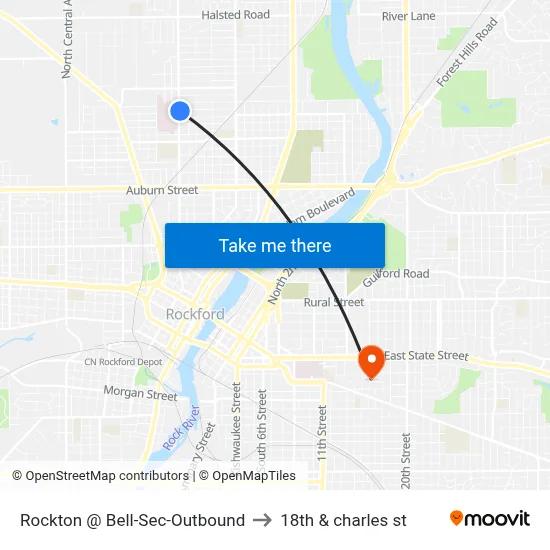 Rockton @ Bell-Sec-Outbound to 18th & charles st map