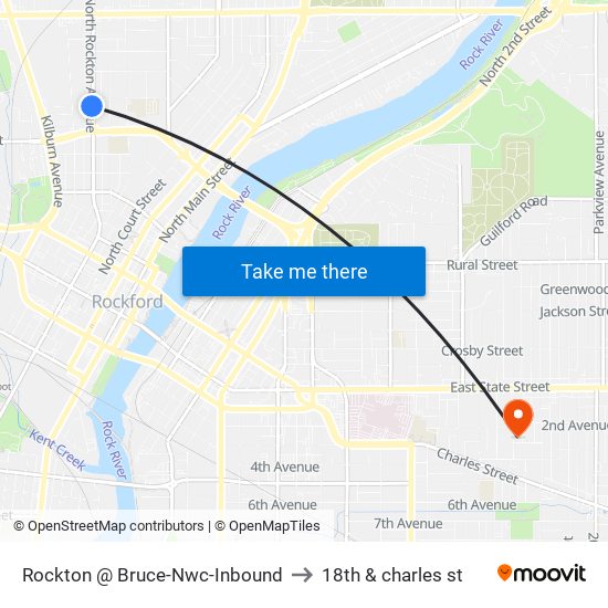 Rockton @ Bruce-Nwc-Inbound to 18th & charles st map