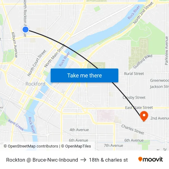 Rockton @ Bruce-Nwc-Inbound to 18th & charles st map