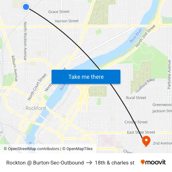 Rockton @ Burton-Sec-Outbound to 18th & charles st map