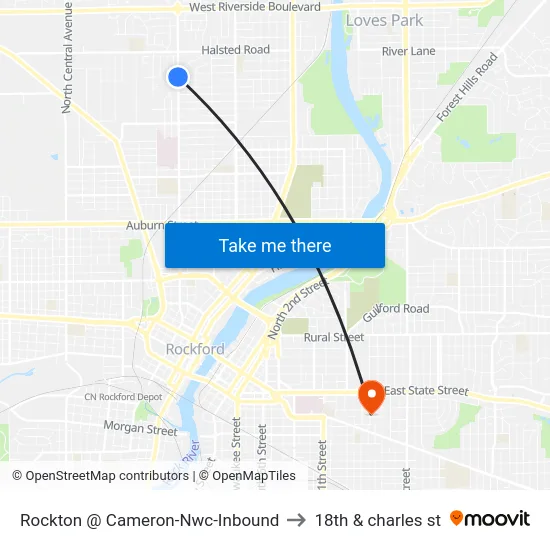 Rockton @ Cameron-Nwc-Inbound to 18th & charles st map