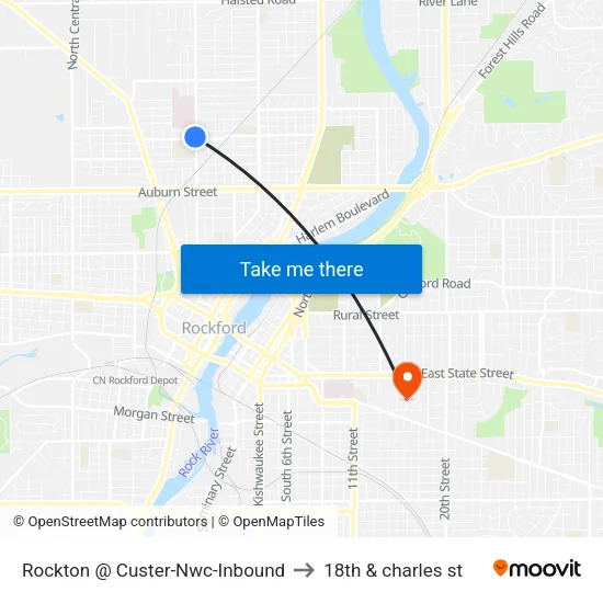 Rockton @ Custer-Nwc-Inbound to 18th & charles st map