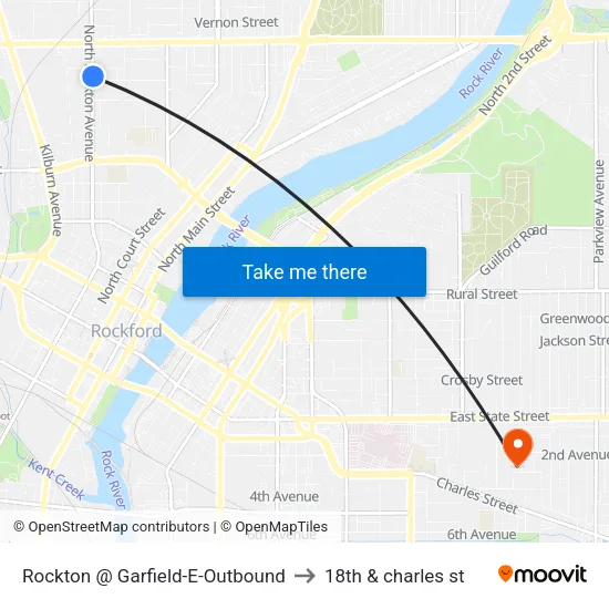 Rockton @ Garfield-E-Outbound to 18th & charles st map