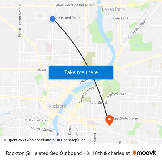 Rockton @ Halsted-Sec-Outbound to 18th & charles st map