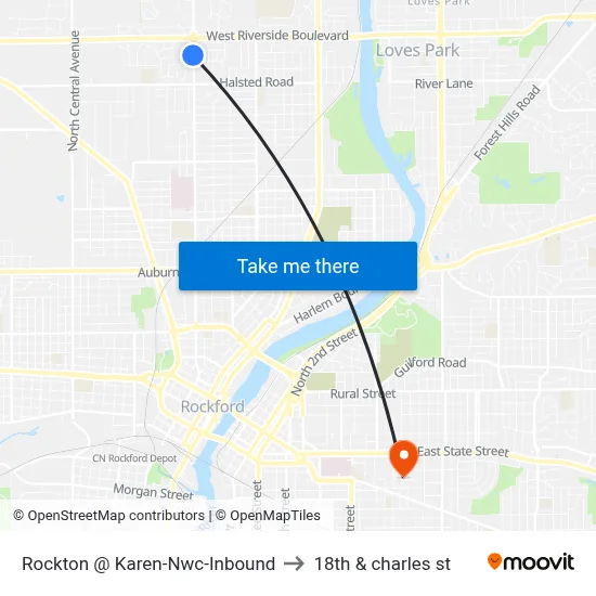 Rockton @ Karen-Nwc-Inbound to 18th & charles st map