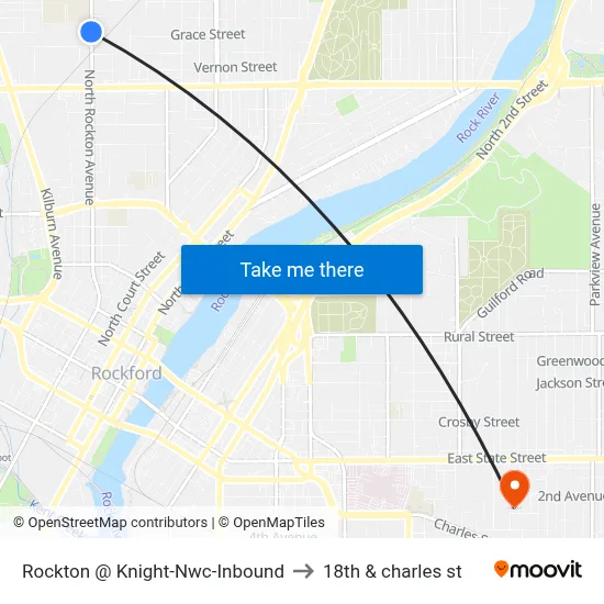 Rockton @ Knight-Nwc-Inbound to 18th & charles st map