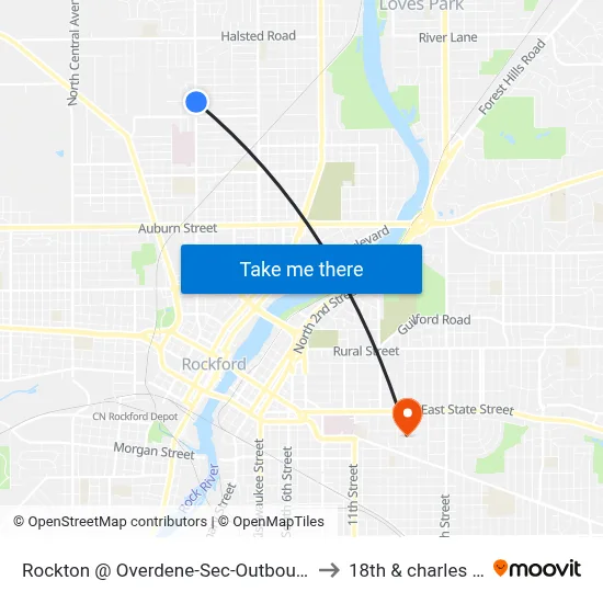 Rockton @ Overdene-Sec-Outbound to 18th & charles st map