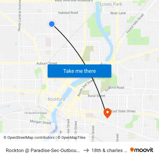 Rockton @ Paradise-Sec-Outbound to 18th & charles st map