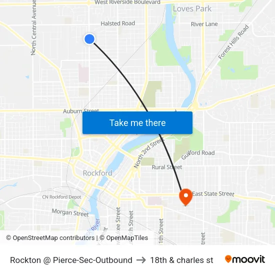Rockton @ Pierce-Sec-Outbound to 18th & charles st map