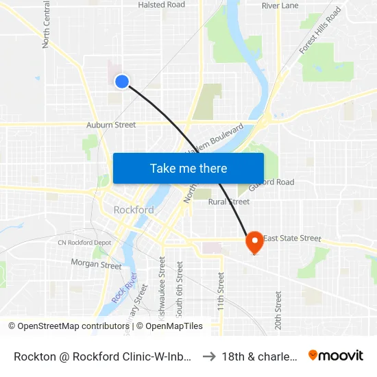 Rockton @ Rockford Clinic-W-Inbound to 18th & charles st map