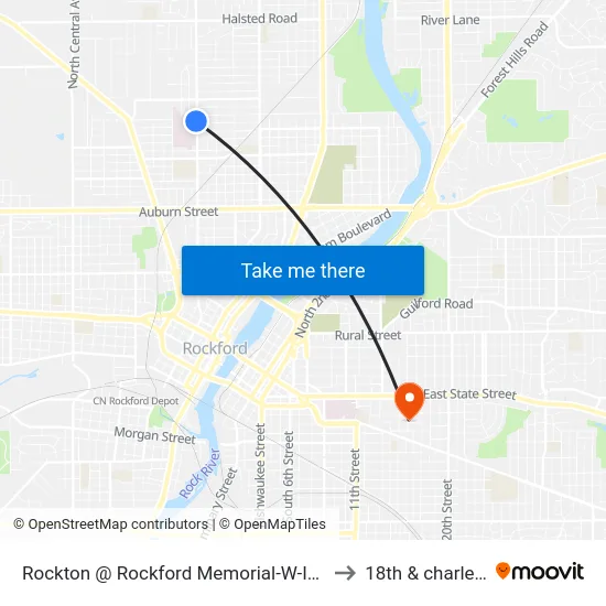 Rockton @ Rockford Memorial-W-Inbound to 18th & charles st map